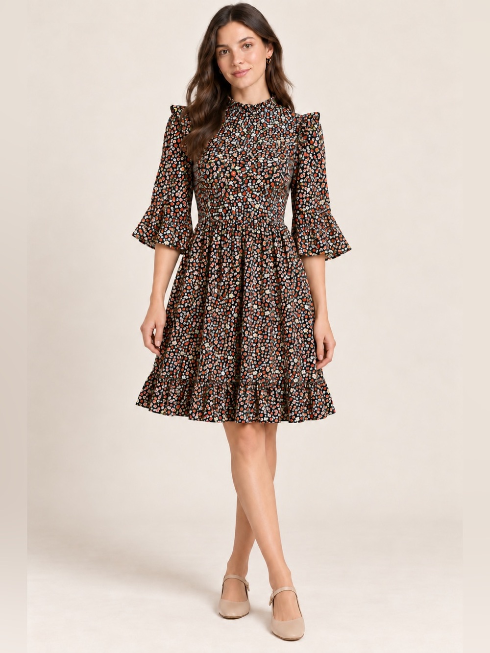 Batsheva x Laura Ashley May Strawberry Field Prairie Midi Dress Size 4
